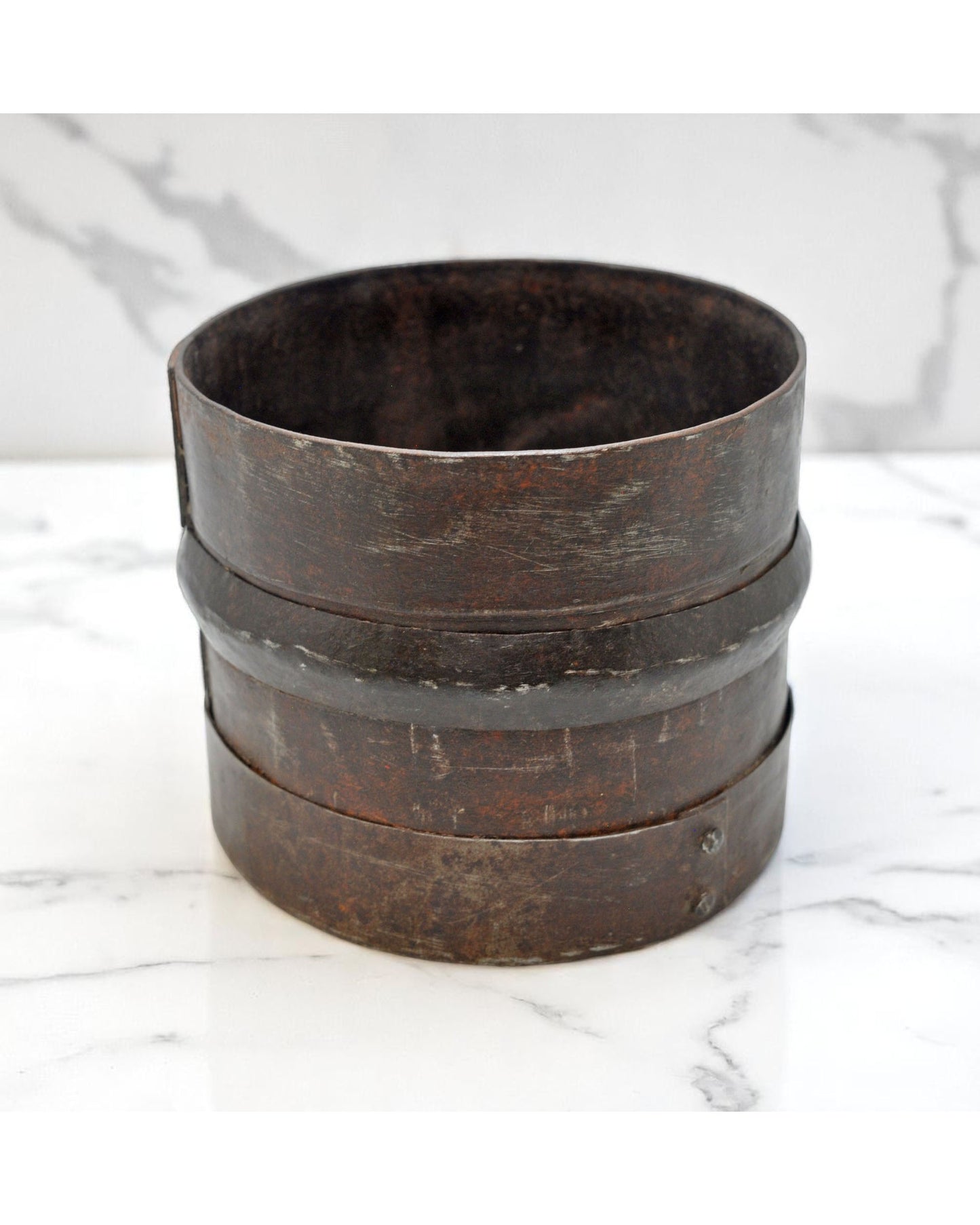 Antique Iron Round Grain Measurement Paili Pot Original Old Hand Crafted