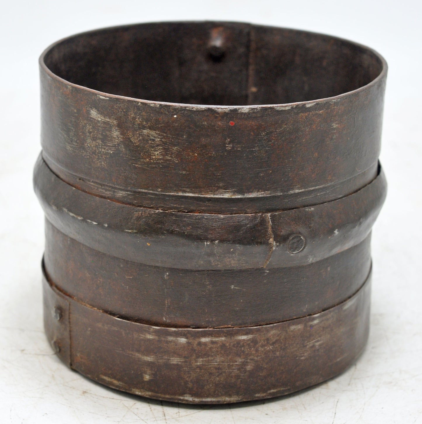 Antique Iron Round Grain Measurement Paili Pot Original Old Hand Crafted