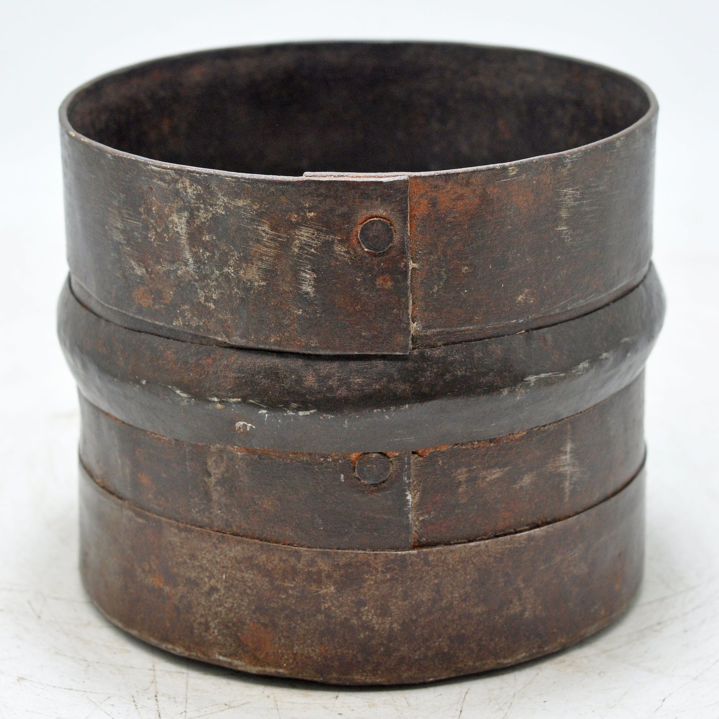 Antique Iron Round Grain Measurement Paili Pot Original Old Hand Crafted