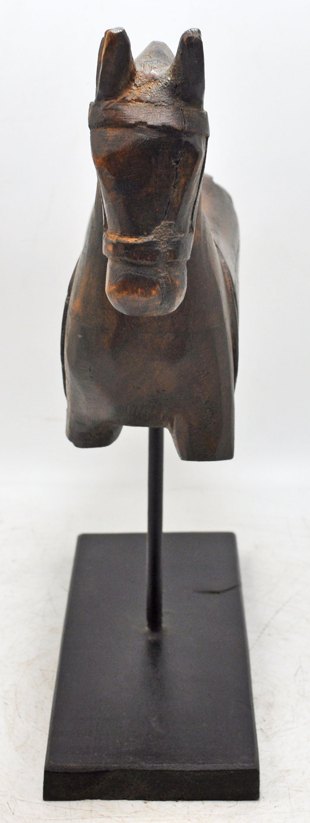 Vintage Wooden Horse Figurine on Stand Original Old Fine Hand Carved