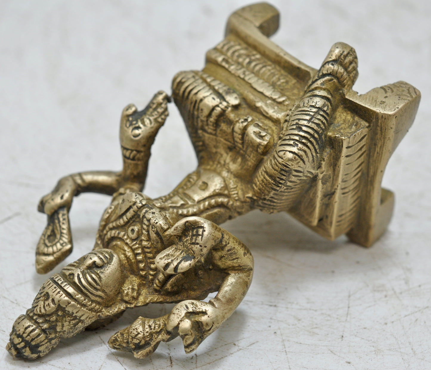 Antique Brass Goddess Laxmi Idol Figurine Original Old Hand Crafted Engraved