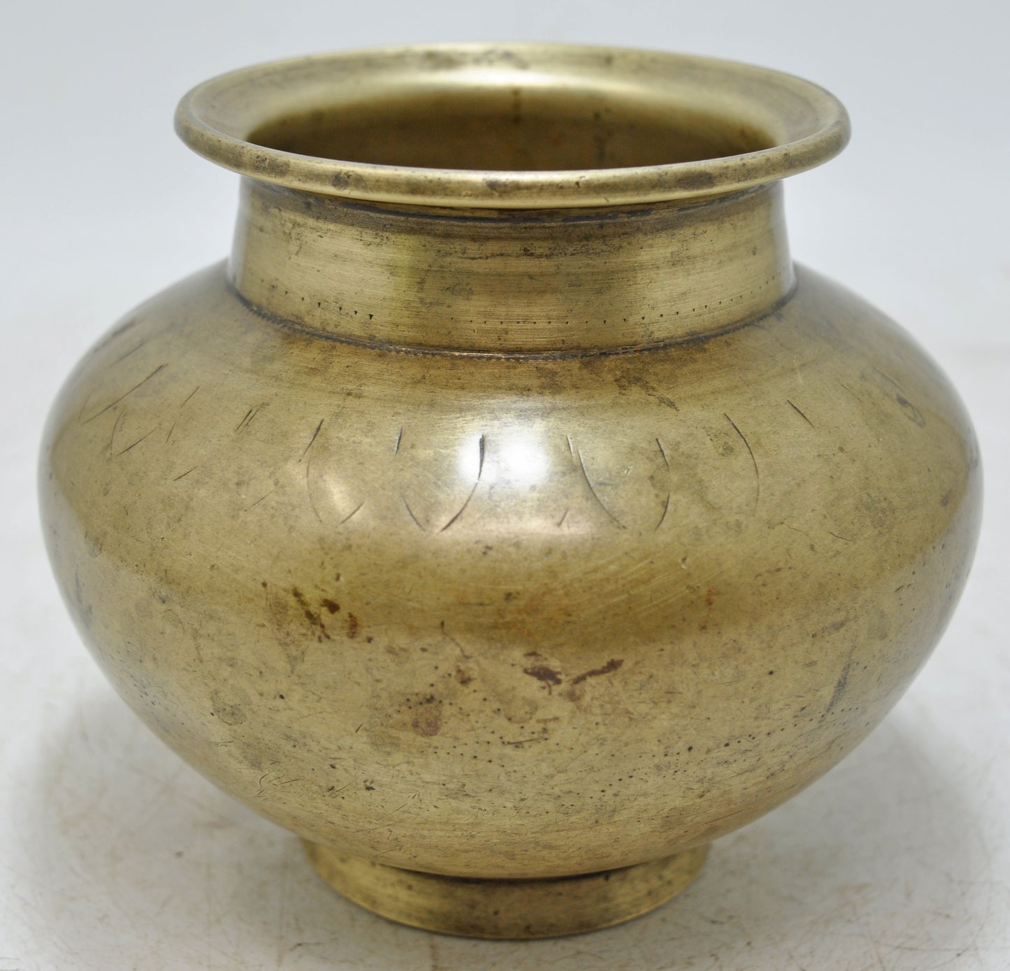 Antique Brass Round Water Drinking Lota Pot Original Old Hand Crafted