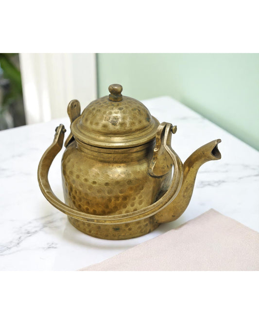 Antique Brass Tea Kettle Pot Original Old Hand Crafted Nice Shape