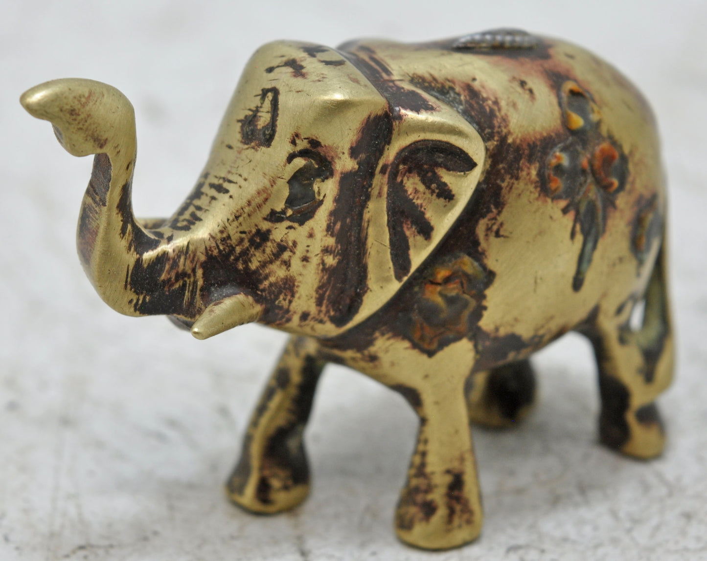 Antique Brass Elephant Figurine Original Old Hand Crafted