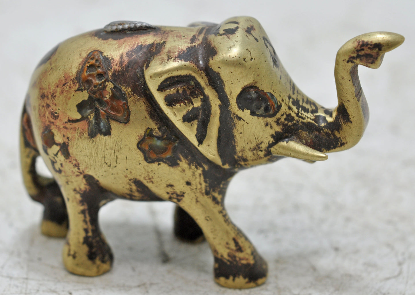 Antique Brass Elephant Figurine Original Old Hand Crafted
