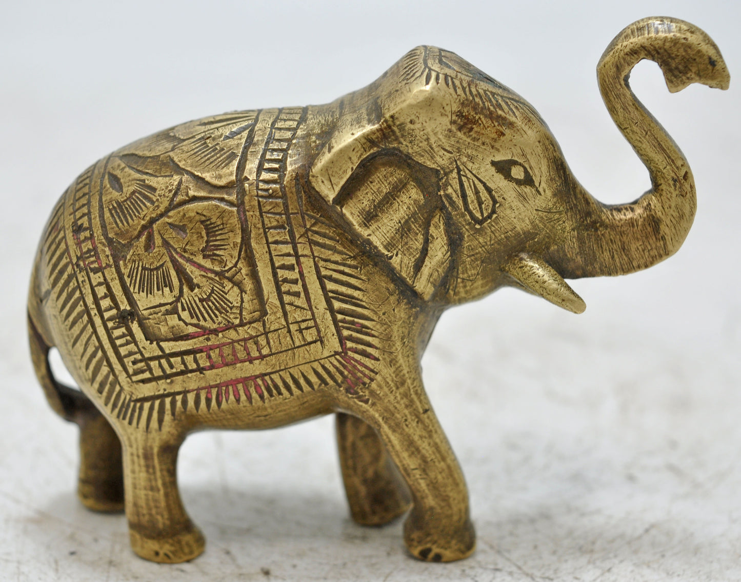 Antique Brass Elephant Figurine Original Old Hand Crafted