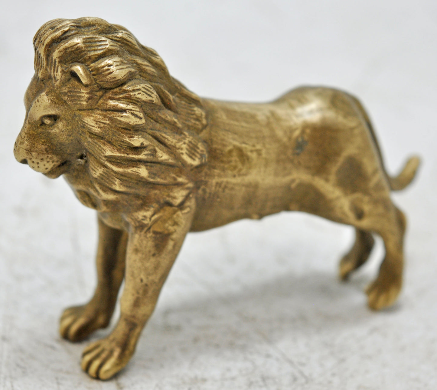 Antique Brass Lion Figurine Original Old Hand Crafted
