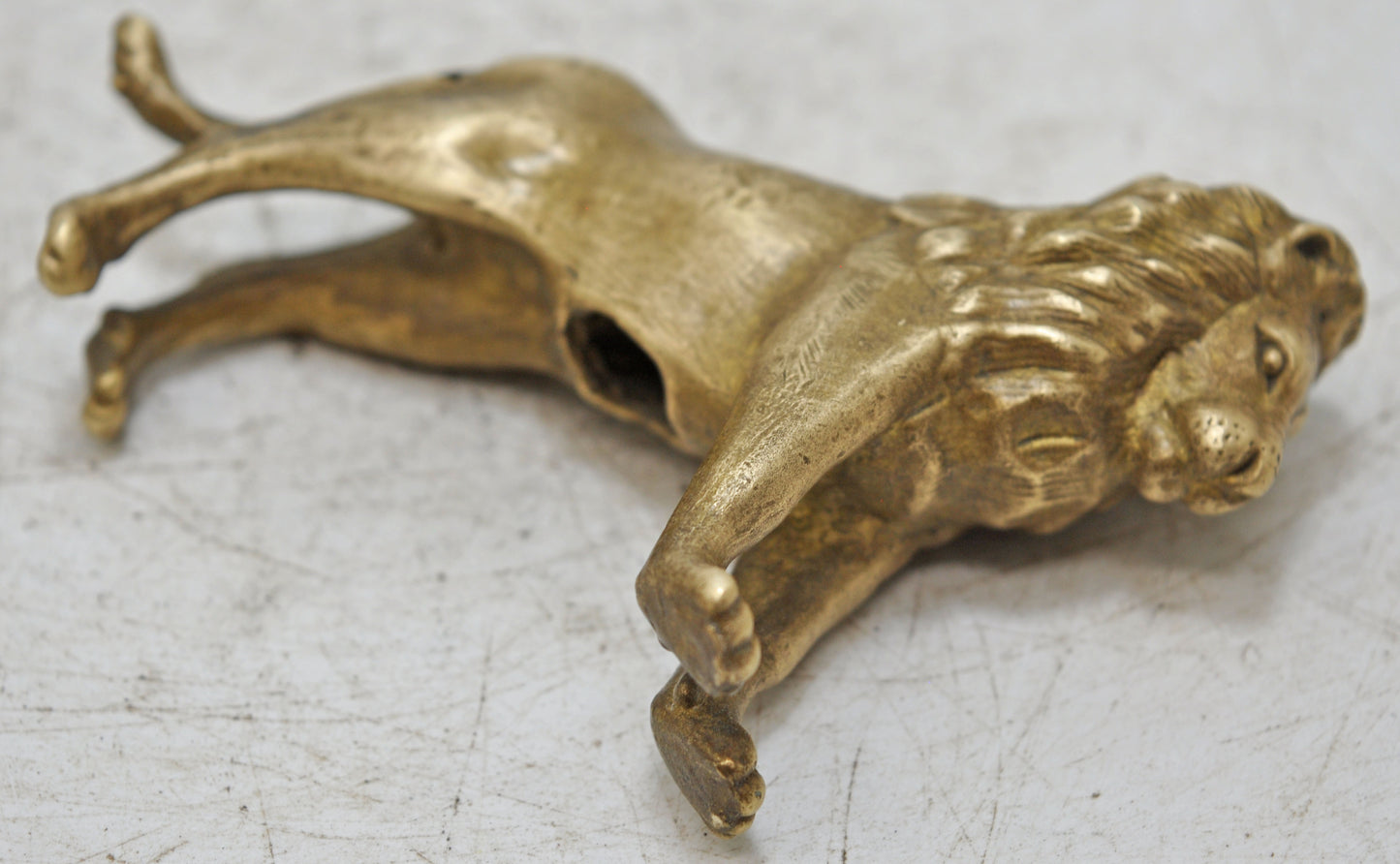 Antique Brass Lion Figurine Original Old Hand Crafted