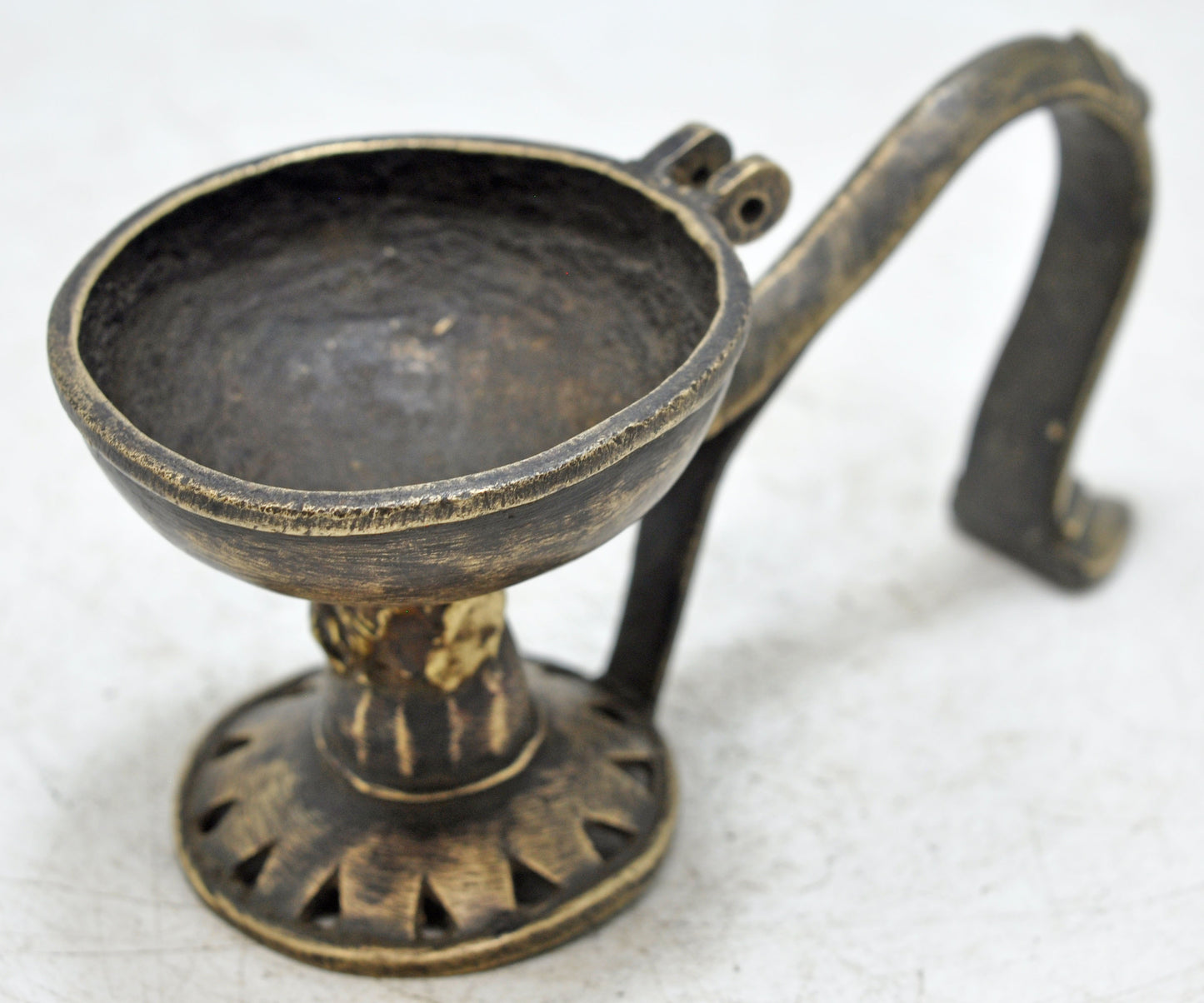 Antique Brass Temple Diya Light Aarti Stand Original Old hand Crafted Engraved