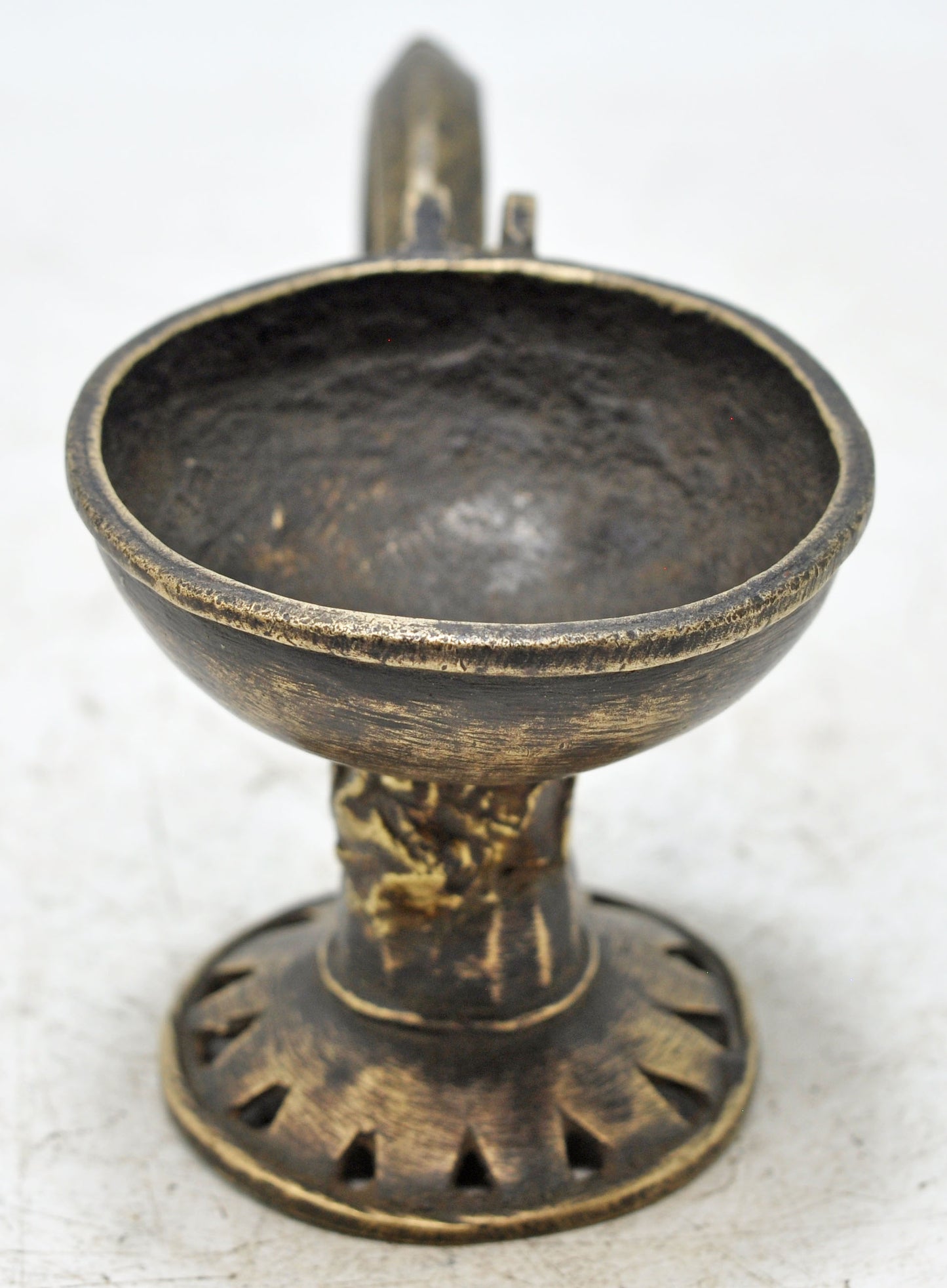 Antique Brass Temple Diya Light Aarti Stand Original Old hand Crafted Engraved