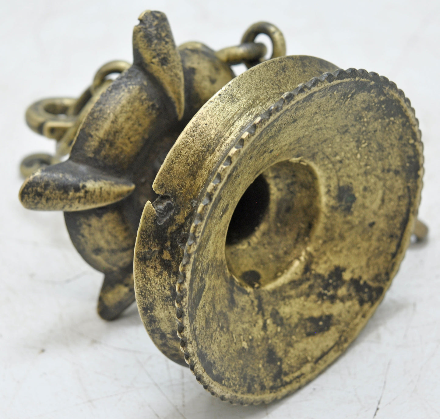 Antique Brass Hanging Diya Oil Light Lamp Original Old Hand Crafted Engraved