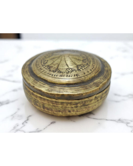 Antique Brass Round Betel Nuts Supari Box Original Old Hand Crafted
