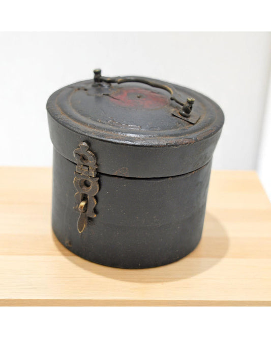 Antique Wooden Kum Kum Powder Tika Box Original Old Painted Brass Fitted
