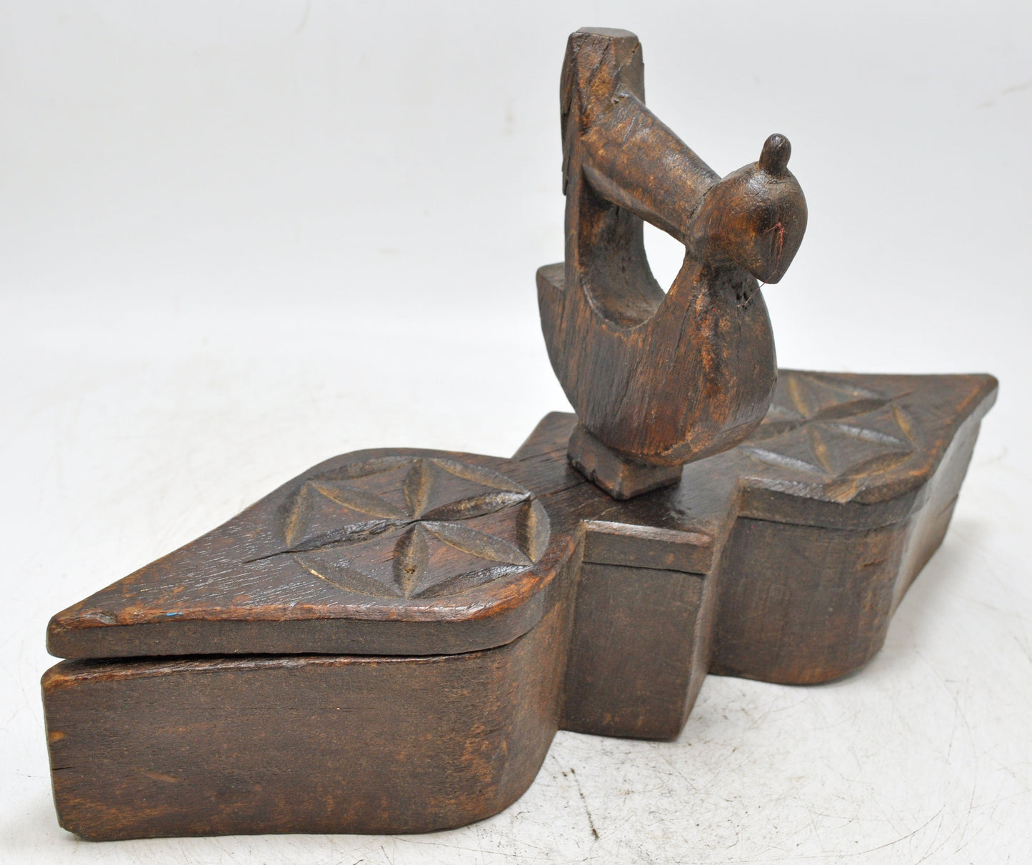 Antique Wooden Kitchenware Spice Box Original Old Hand Carved