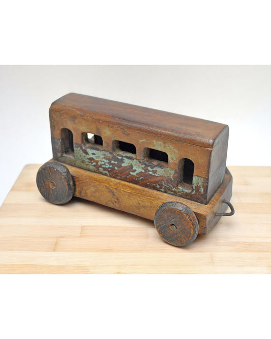 Vintage Wooden Train Bogey Model Figurine Original Old Hand Crafted