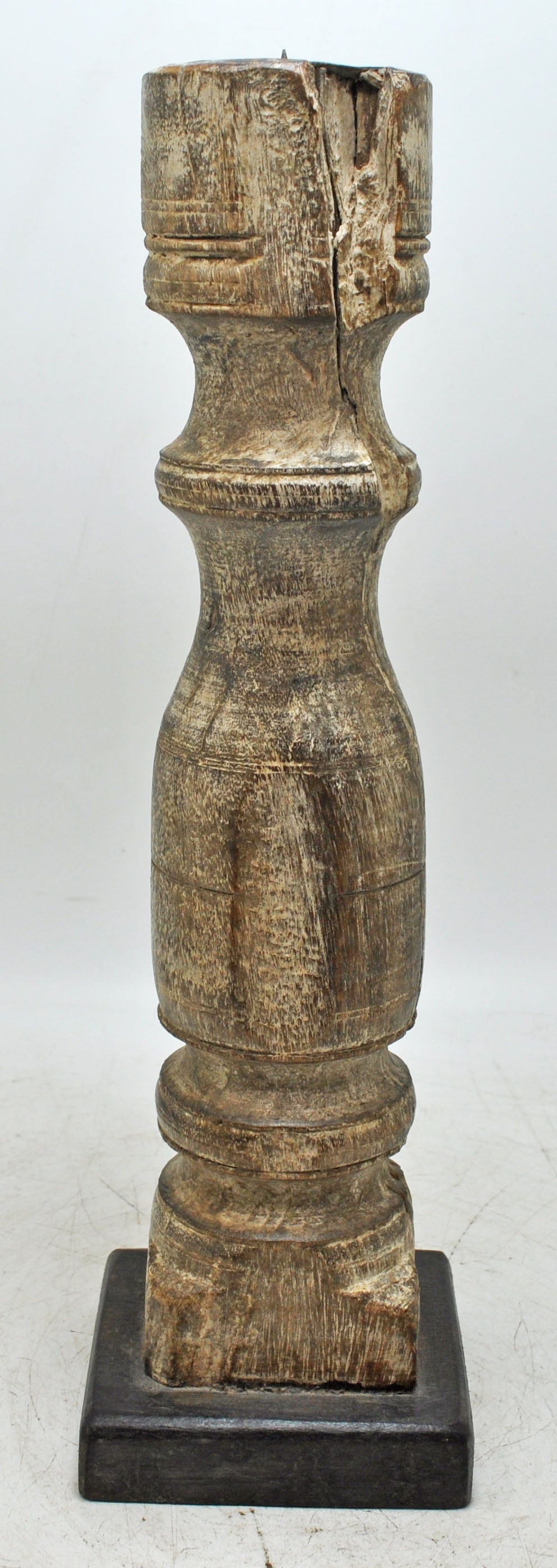 Antique Wooden Paga Leg Candle Holder Original Old Hand Carved White Rustic