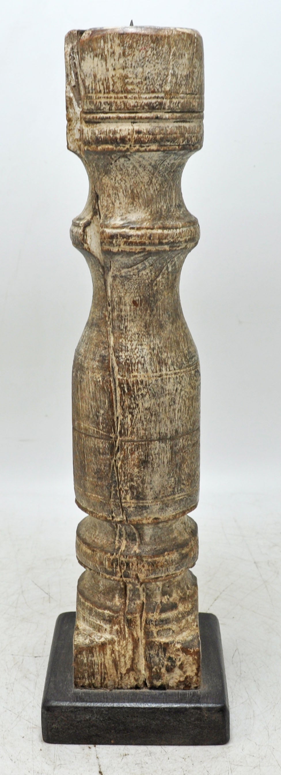 Antique Wooden Paga Leg Candle Holder Original Old Hand Carved White Rustic