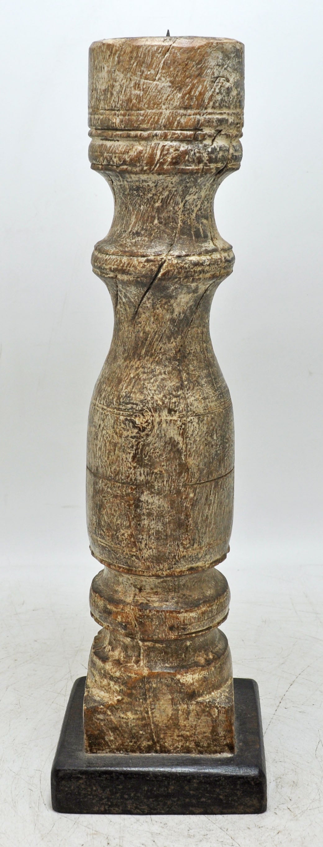 Antique Wooden Paga Leg Candle Holder Original Old Hand Carved White Rustic