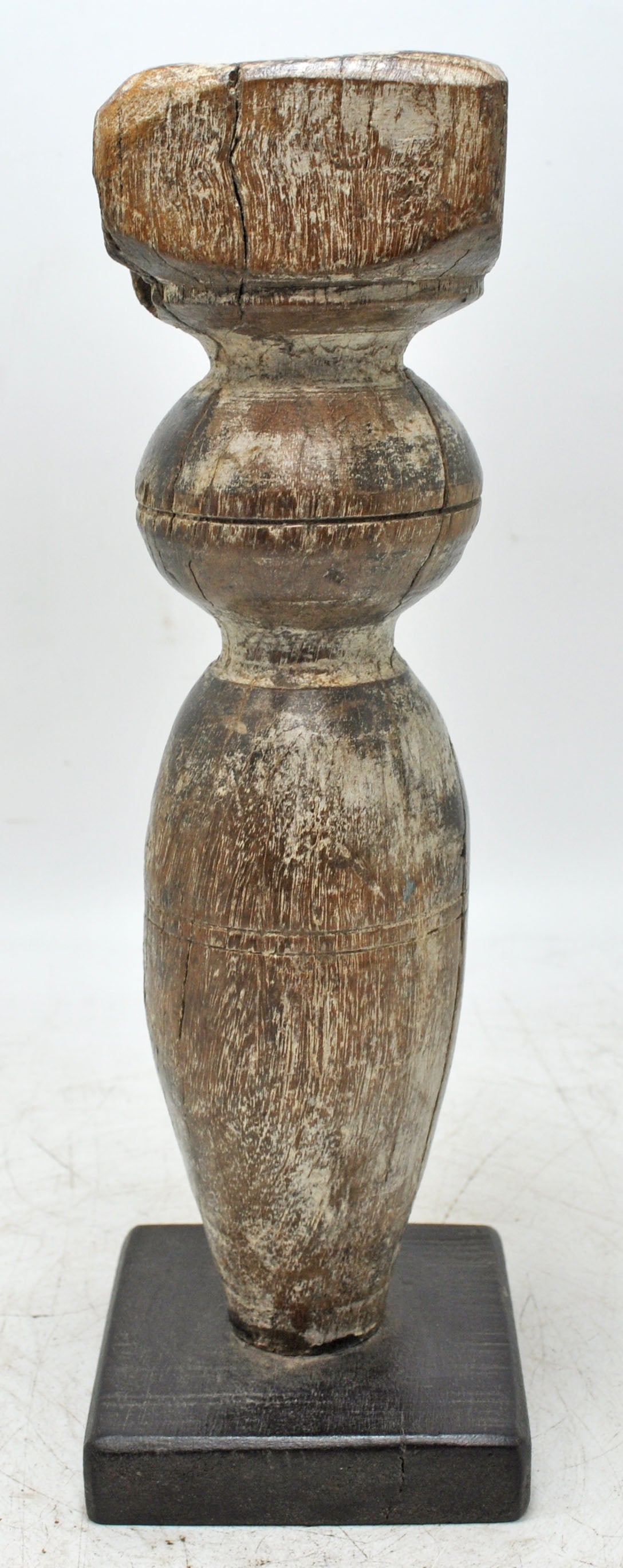 Antique Wooden Paga Leg Candle Holder Original Old Hand Carved White Rustic