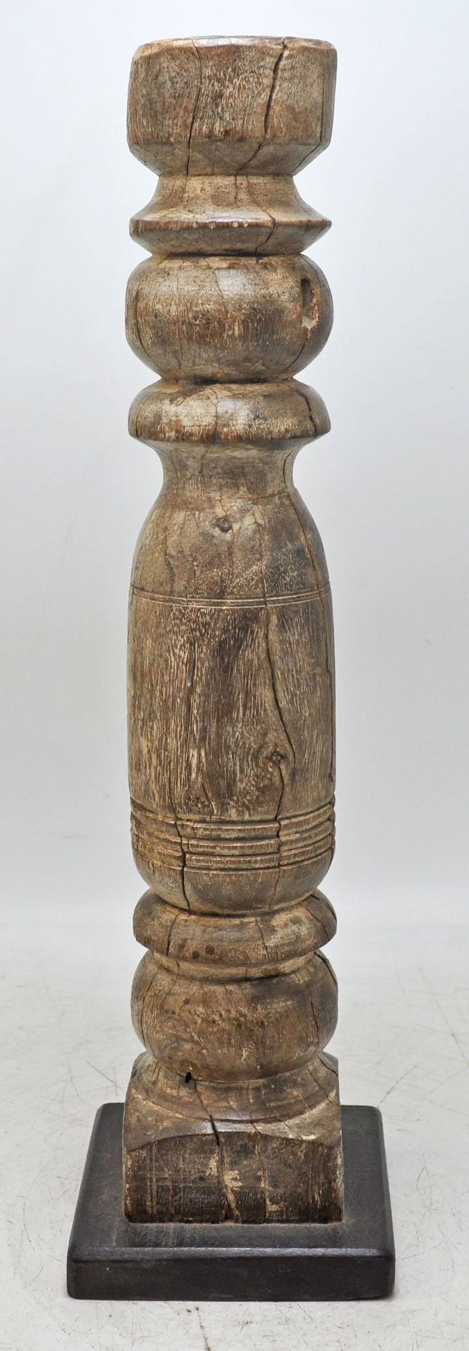 Antique Wooden Paga Leg Candle Holder Original Old Hand Carved White Rustic