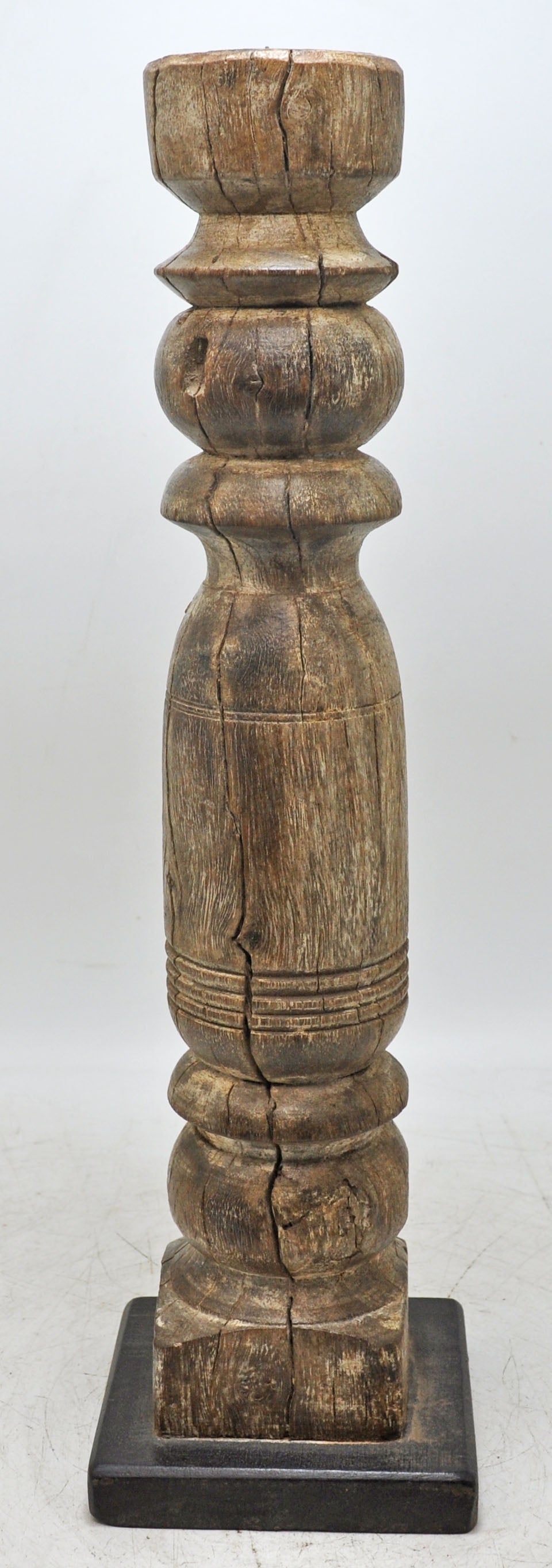 Antique Wooden Paga Leg Candle Holder Original Old Hand Carved White Rustic