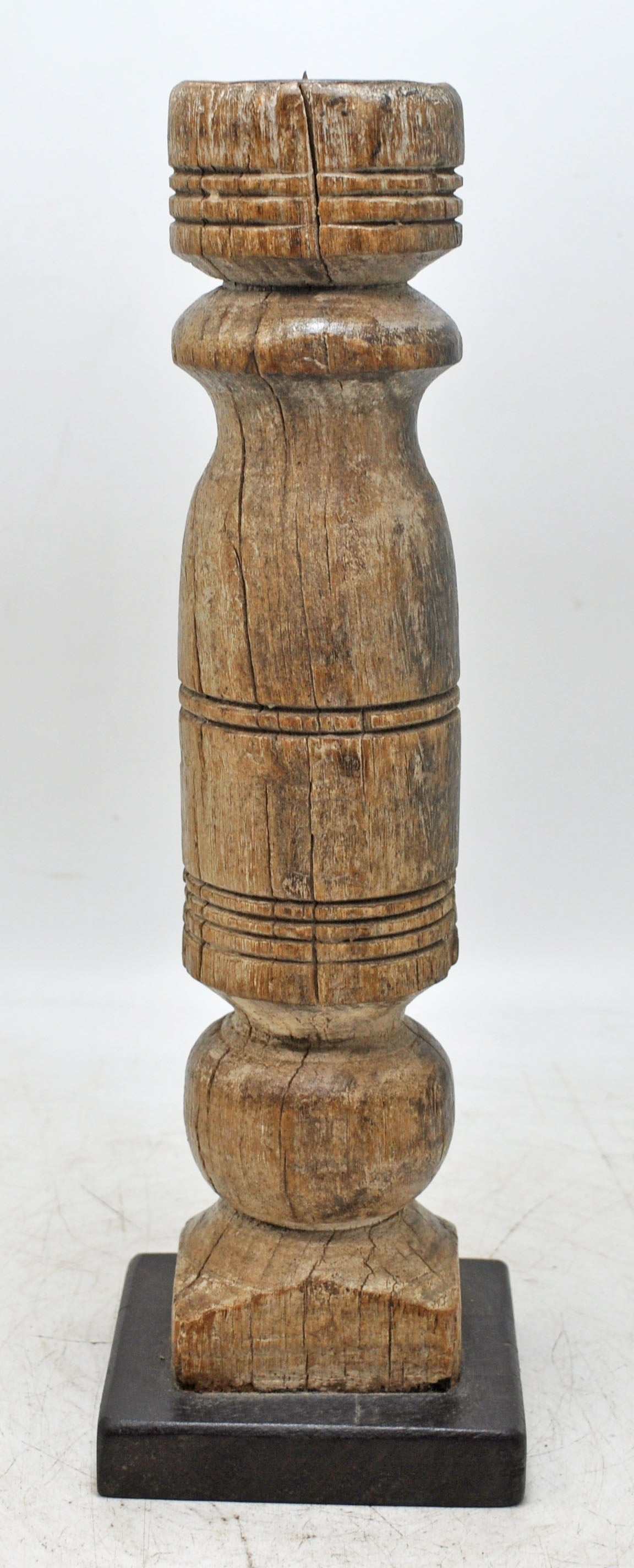 Antique Wooden Paga Leg Candle Holder Original Old Hand Carved White Rustic