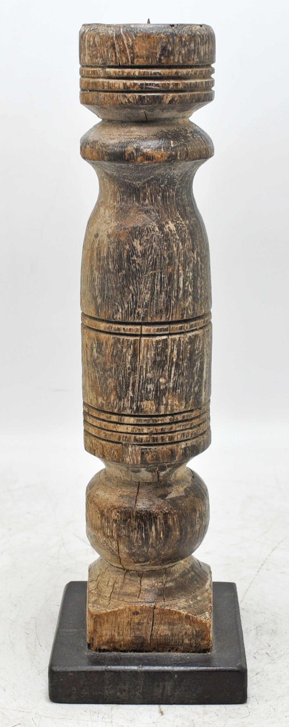 Antique Wooden Paga Leg Candle Holder Original Old Hand Carved White Rustic