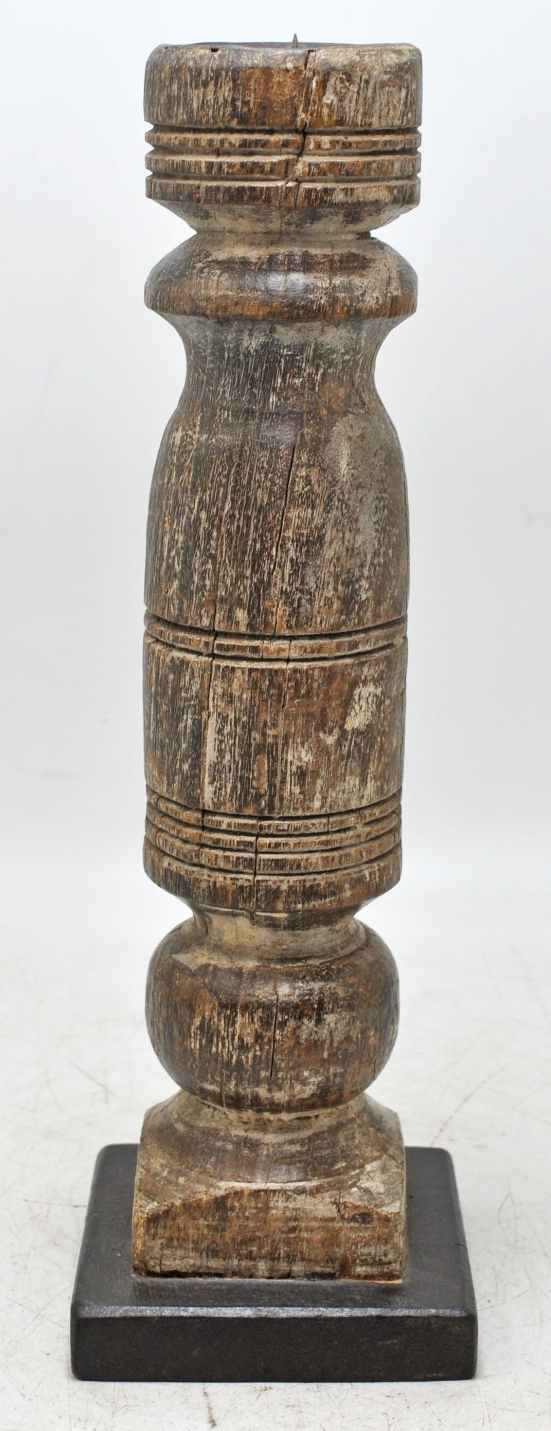 Antique Wooden Paga Leg Candle Holder Original Old Hand Carved White Rustic