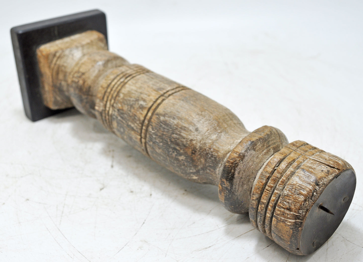 Antique Wooden Paga Leg Candle Holder Original Old Hand Carved White Rustic