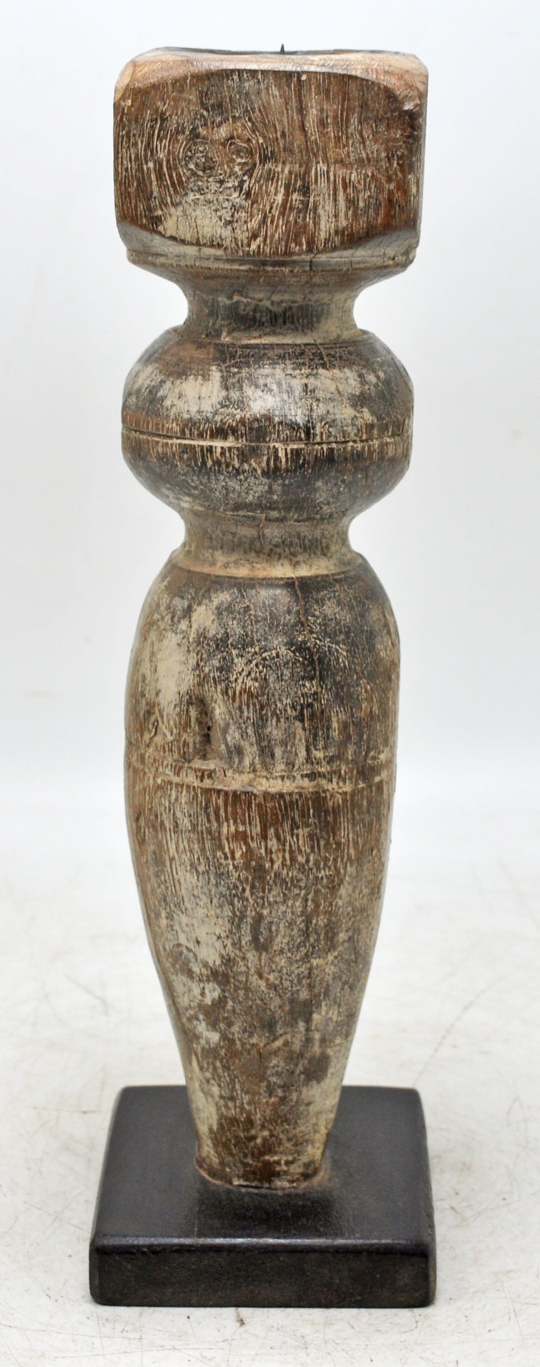 Antique Wooden Paga Leg Candle Holder Original Old Hand Carved White Rustic