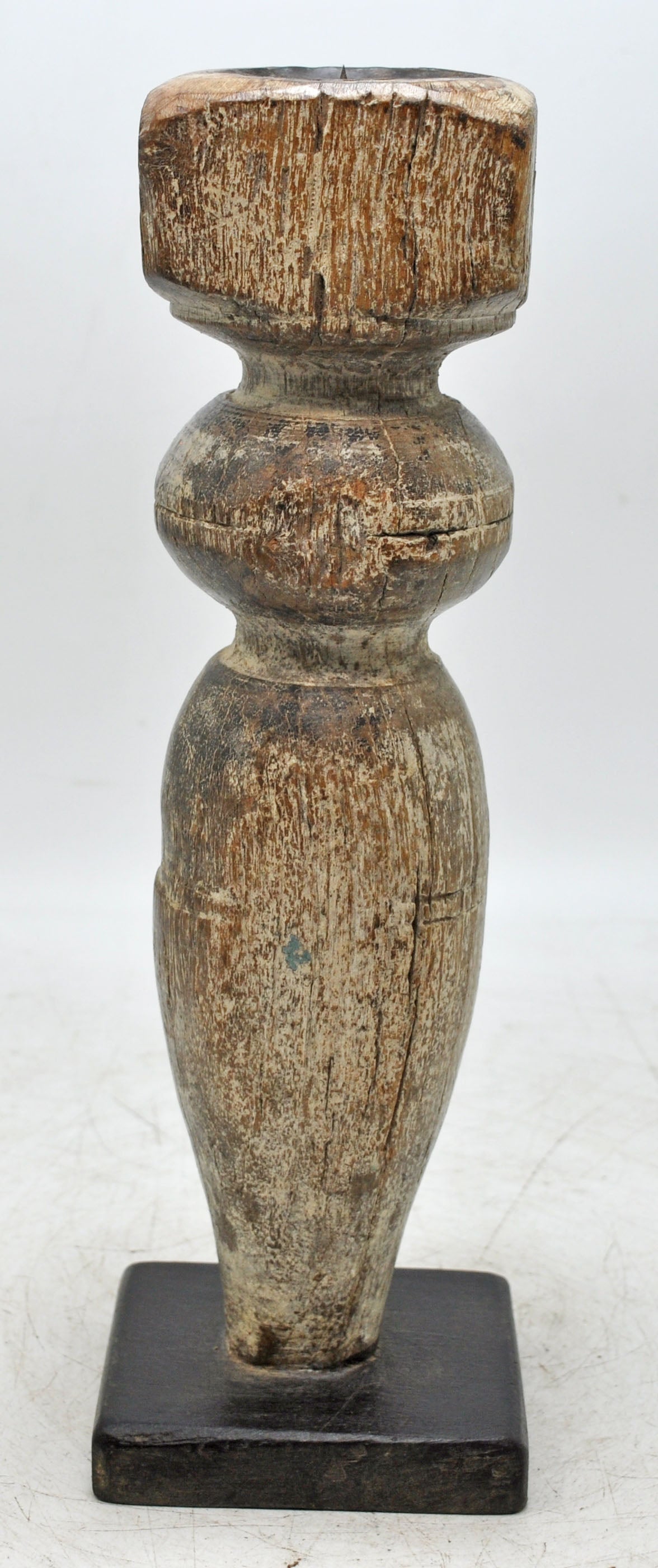 Antique Wooden Paga Leg Candle Holder Original Old Hand Carved White Rustic