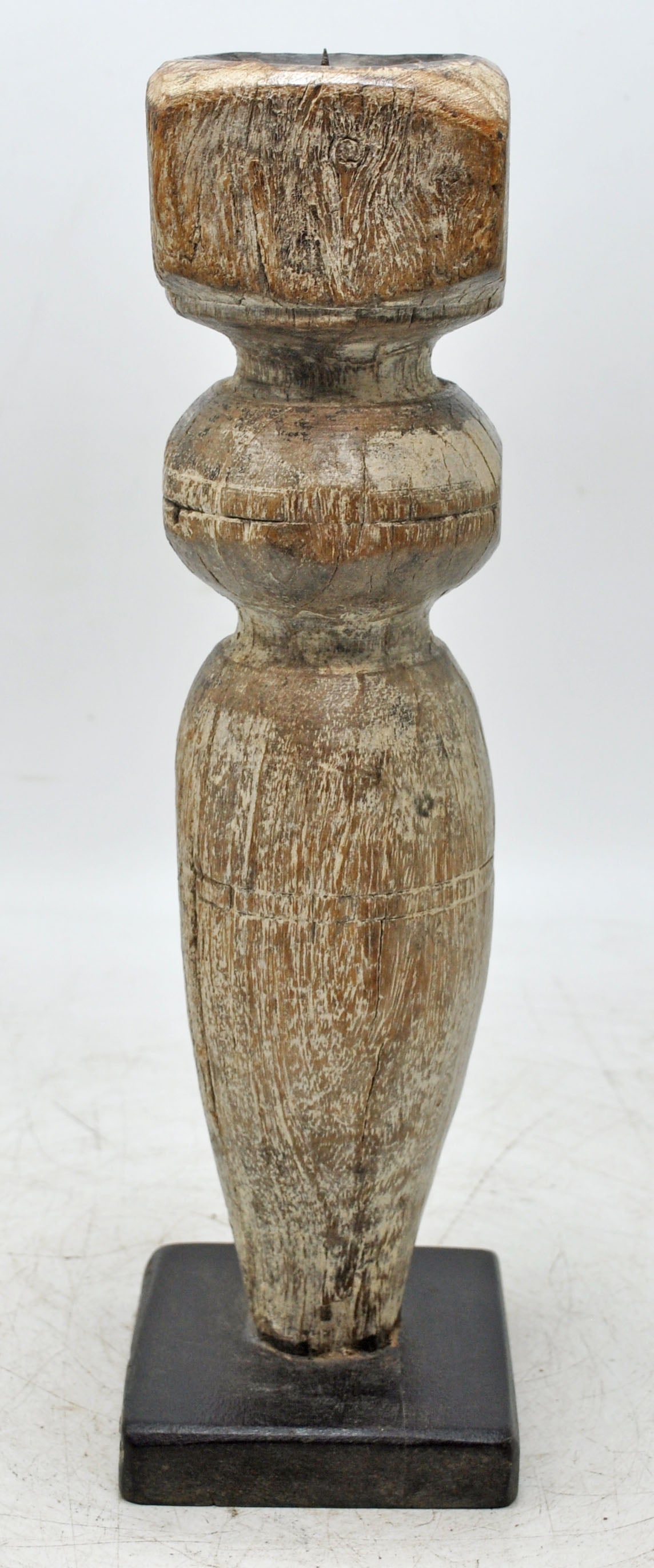 Antique Wooden Paga Leg Candle Holder Original Old Hand Carved White Rustic