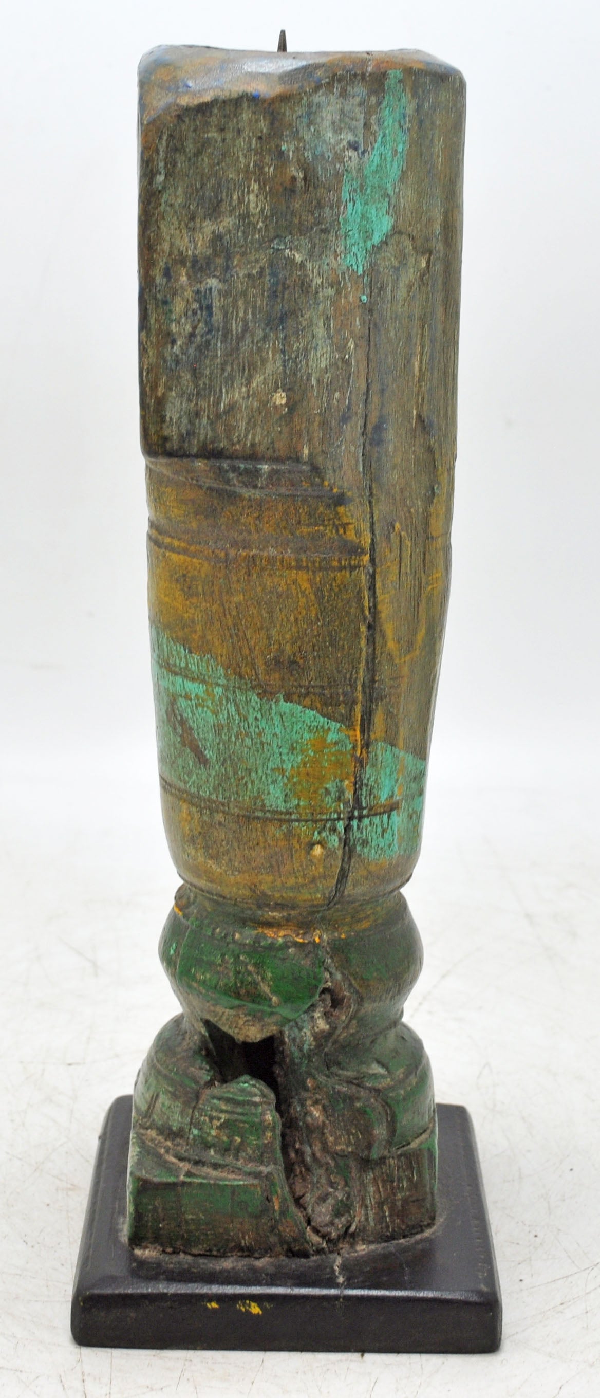 Antique Wooden Paga Leg Candle Holder Original Old Hand Carved Rustic Painted