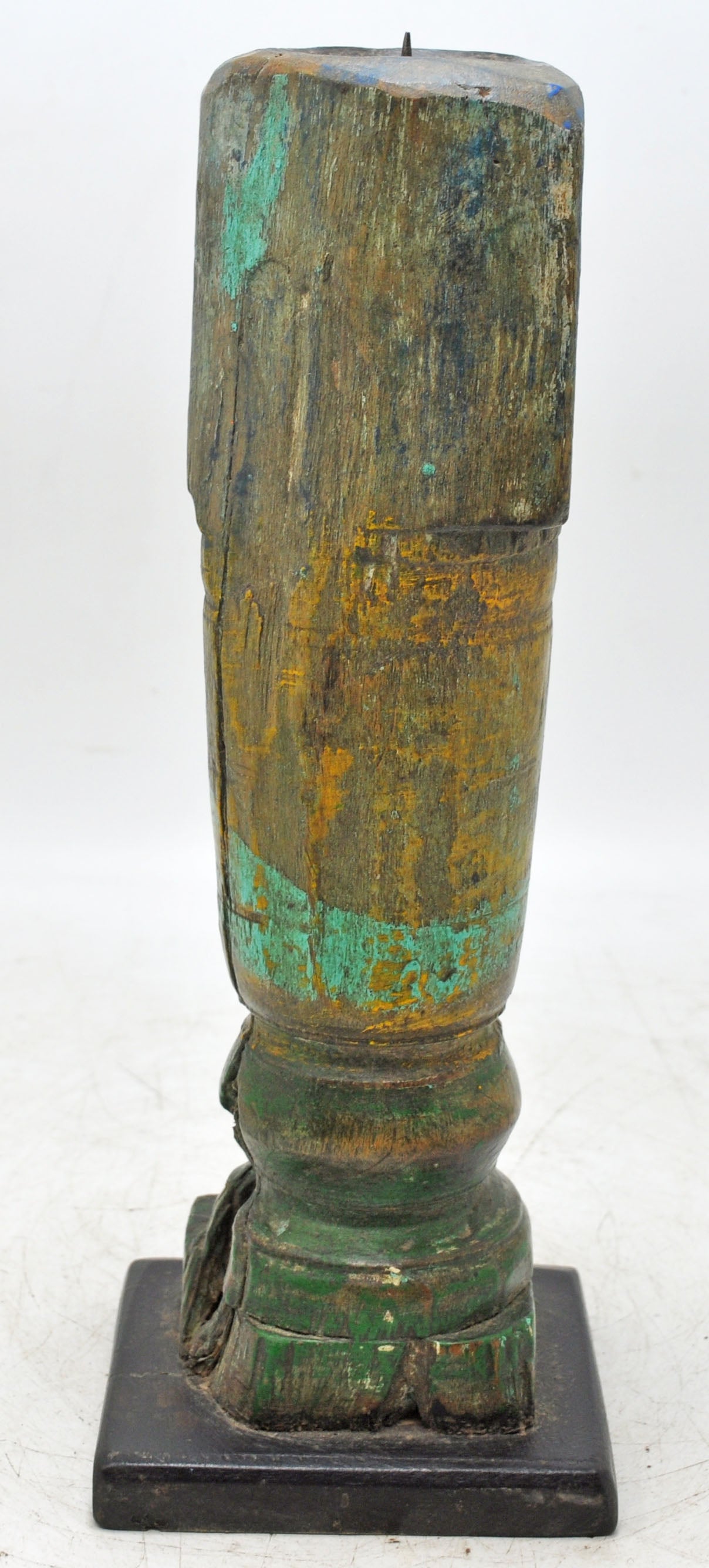 Antique Wooden Paga Leg Candle Holder Original Old Hand Carved Rustic Painted