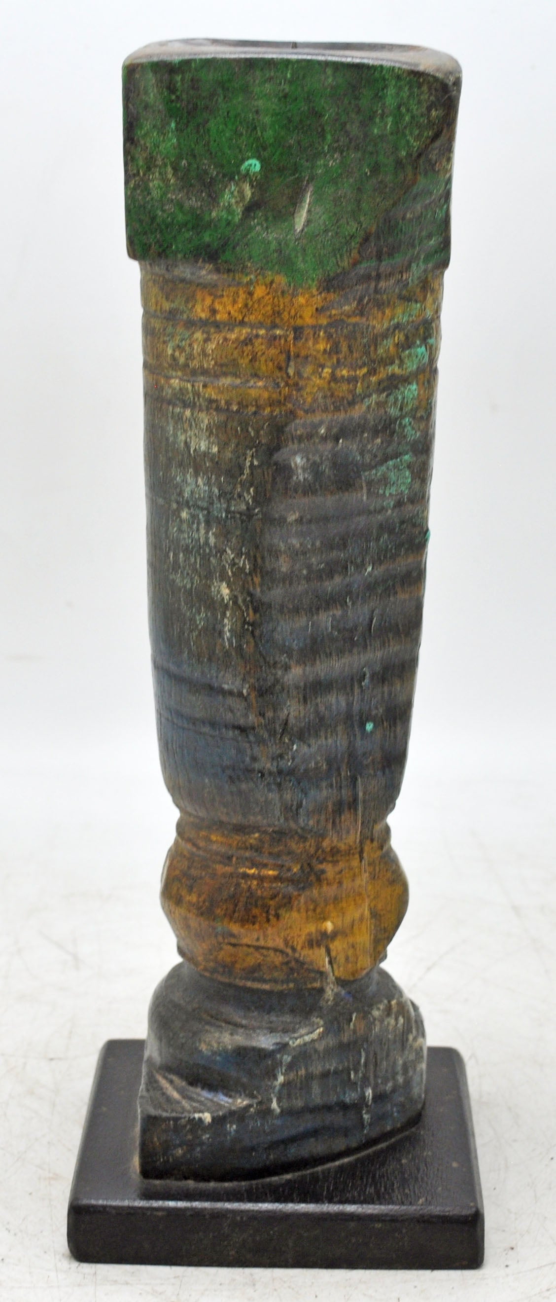 Antique Wooden Paga Leg Candle Holder Original Old Hand Carved Rustic Painted
