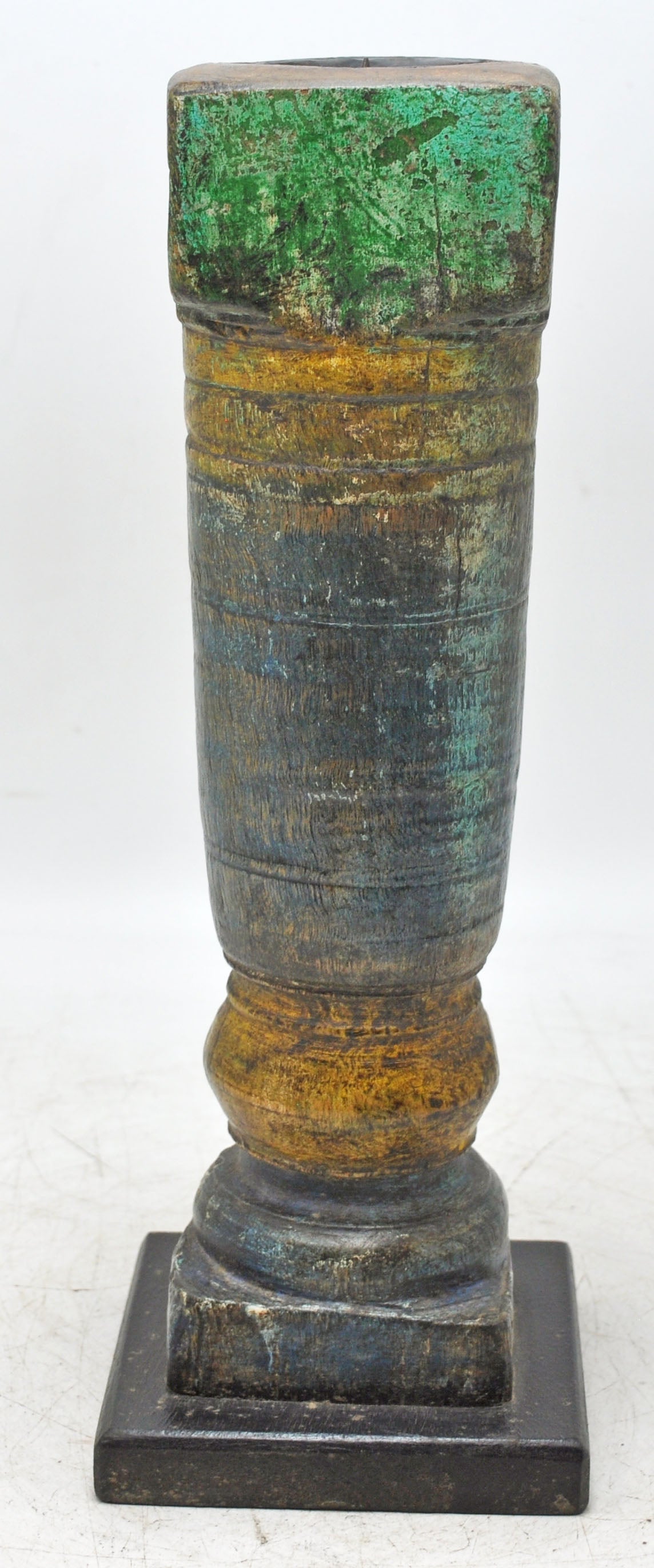 Antique Wooden Paga Leg Candle Holder Original Old Hand Carved Rustic Painted