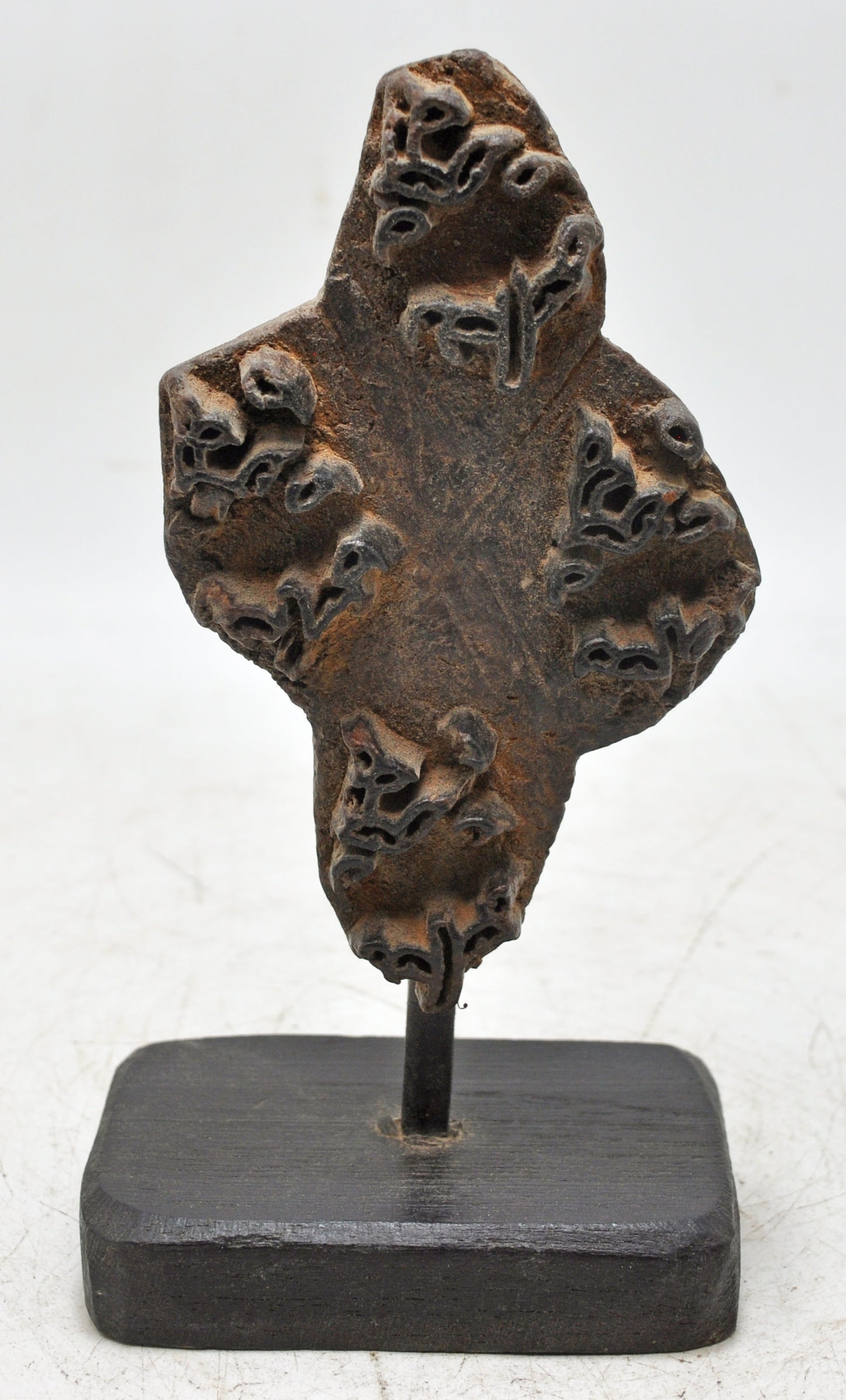 Antique Wooden Textile Printing Block on Stand Original Old Hand Carved