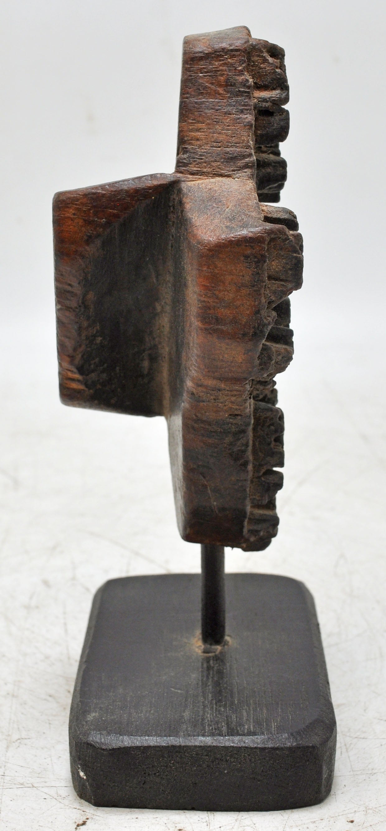 Antique Wooden Textile Printing Block on Stand Original Old Hand Carved