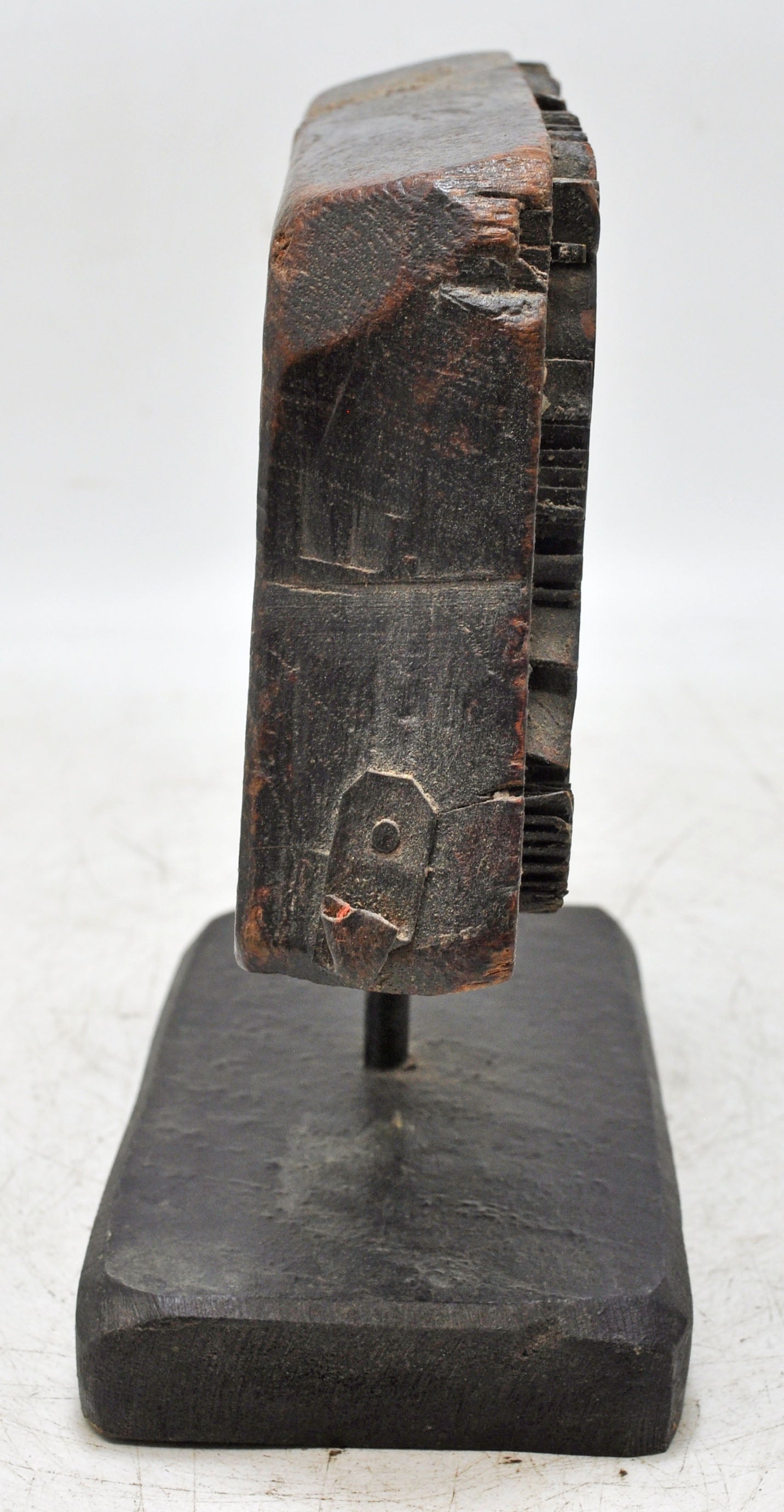 Antique Wooden Textile Printing Block on Stand Original Old Hand Carved