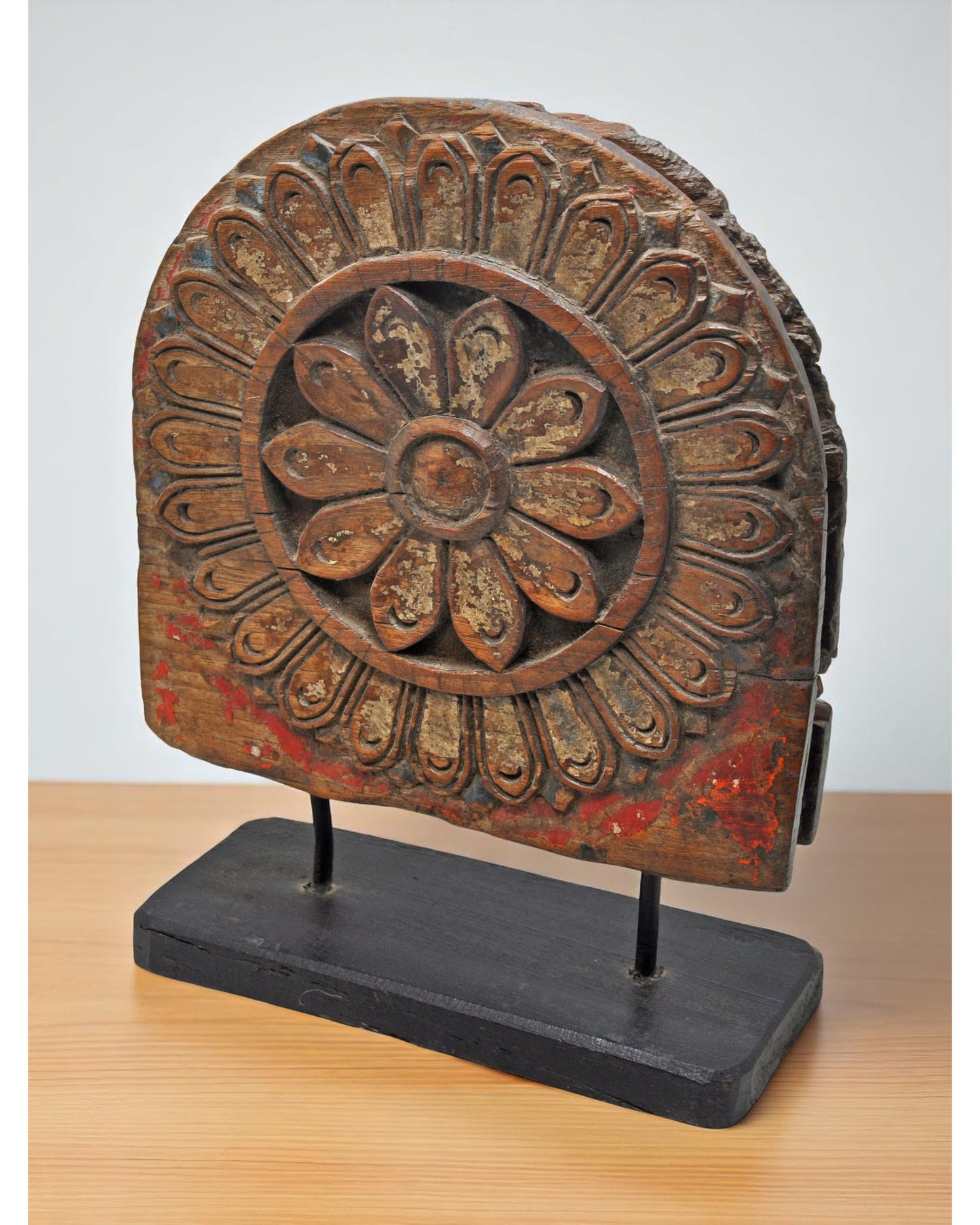 Antique Wooden Very Fine Floral Carving Panel Plaque Original Old Hand Carved