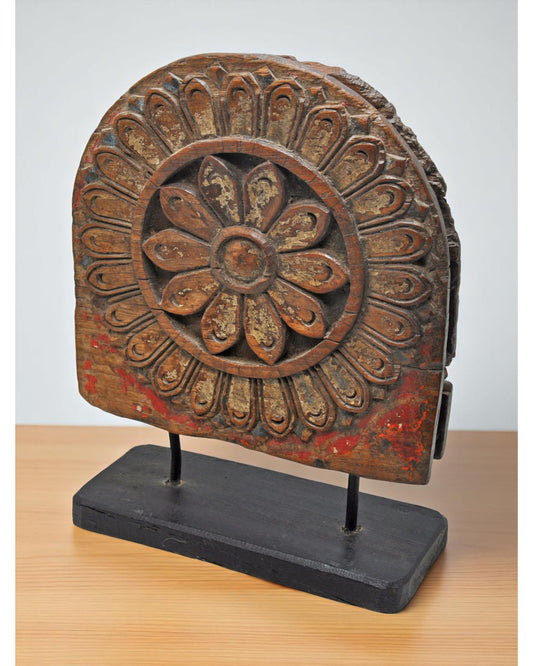 Antique Wooden Very Fine Floral Carving Panel Plaque Original Old Hand Carved