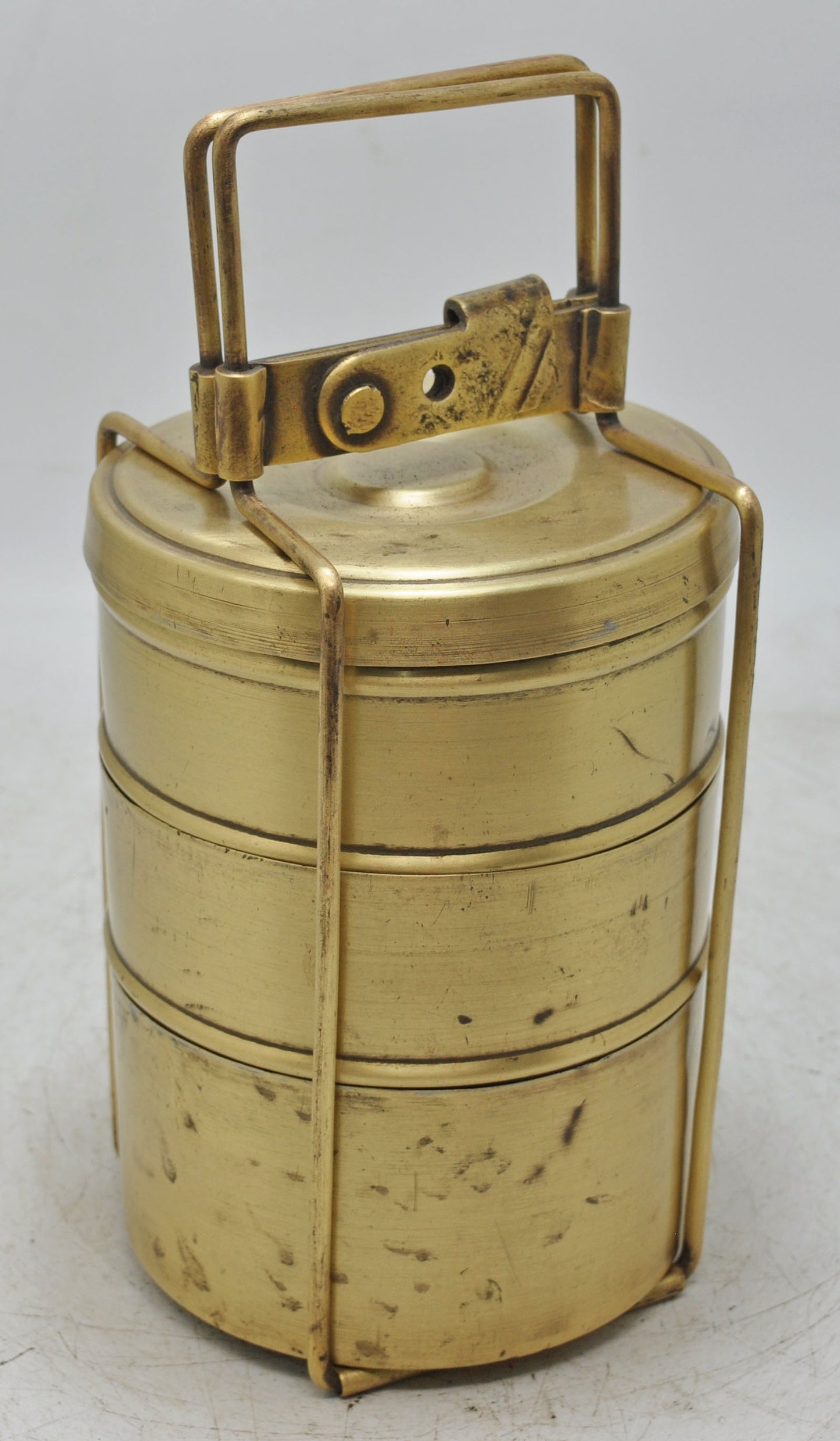 Antique Brass 3 Tier Tiffin Food Box Original Old Hand Crafted