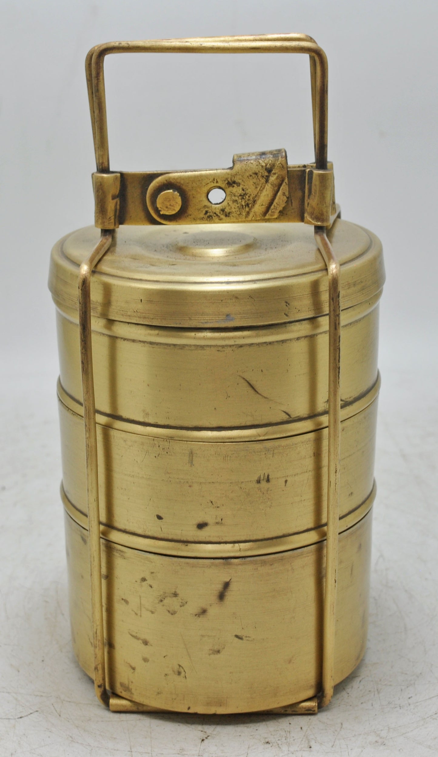 Antique Brass 3 Tier Tiffin Food Box Original Old Hand Crafted