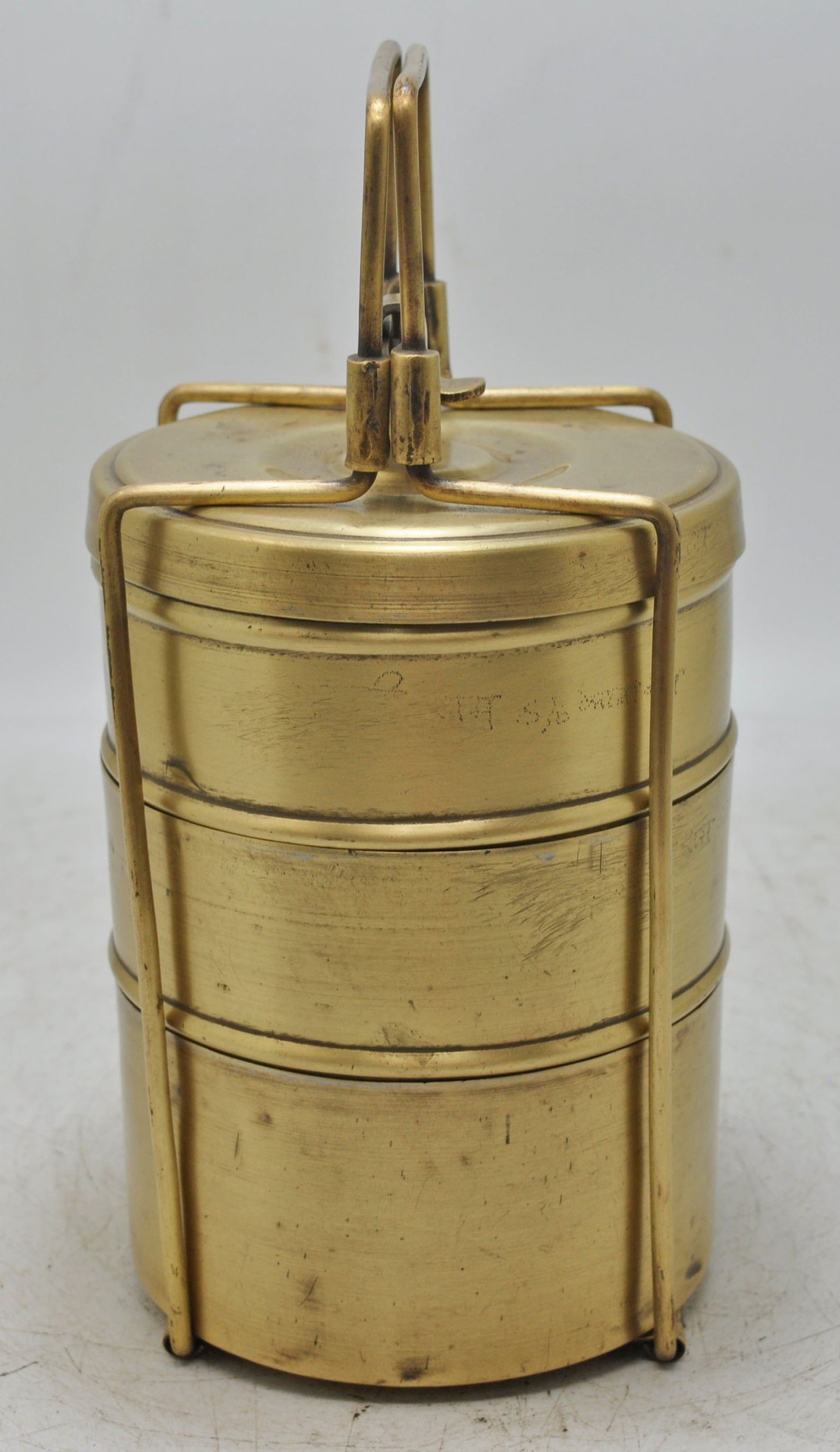 Antique Brass 3 Tier Tiffin Food Box Original Old Hand Crafted