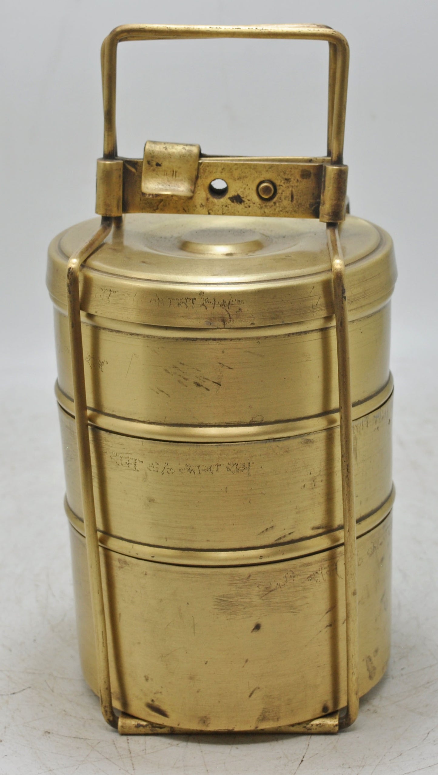 Antique Brass 3 Tier Tiffin Food Box Original Old Hand Crafted