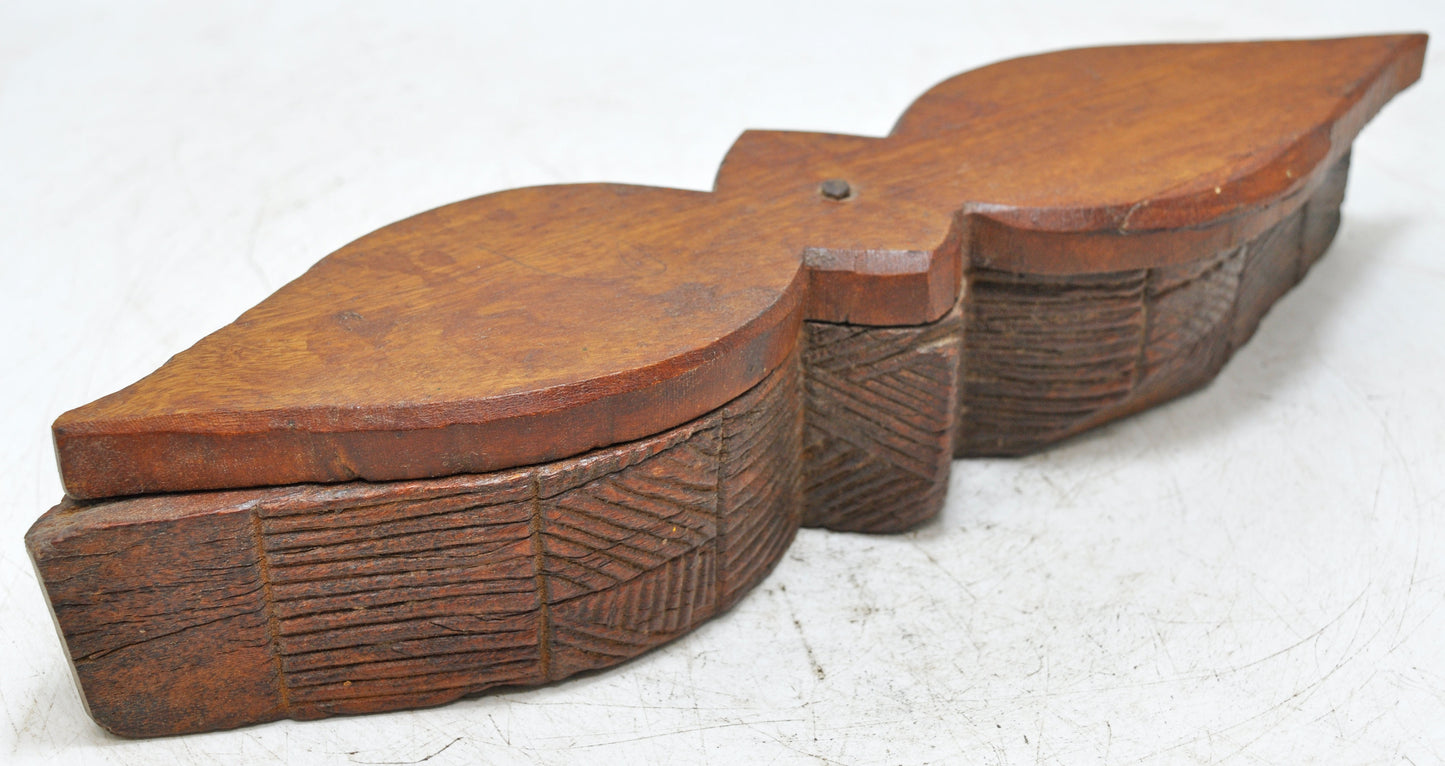 Antique Wooden Kitchenware Spice Box Original Old Hand Carved