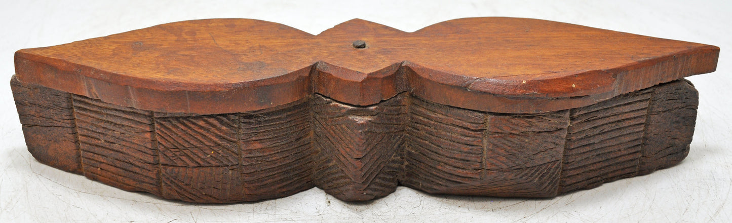 Antique Wooden Kitchenware Spice Box Original Old Hand Carved