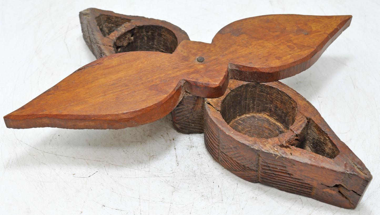 Antique Wooden Kitchenware Spice Box Original Old Hand Carved