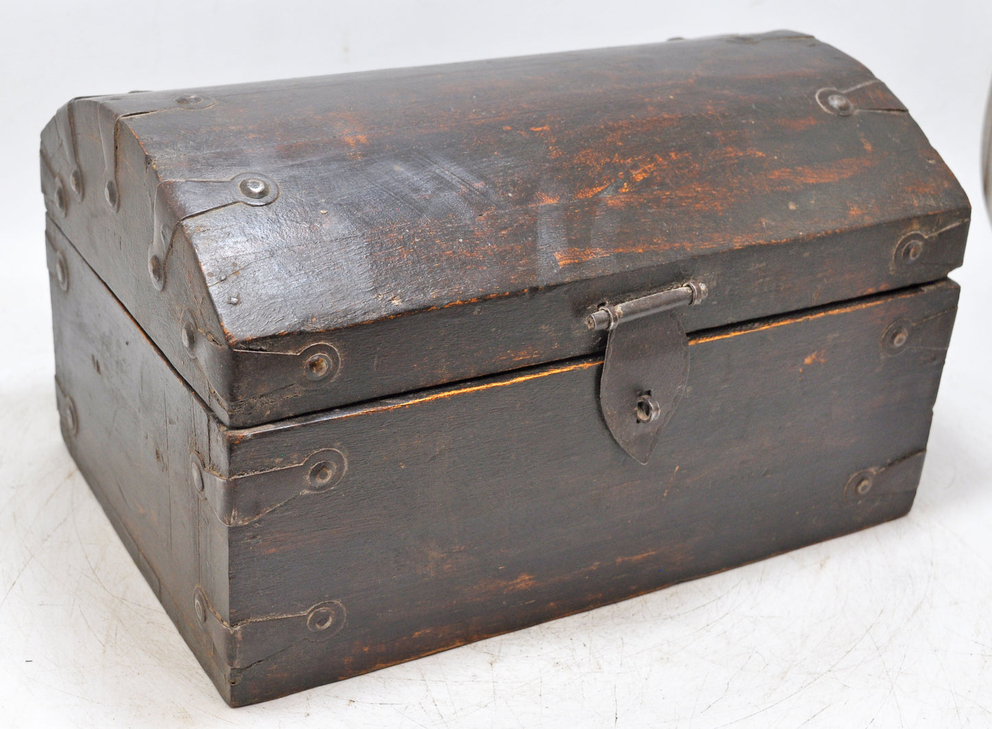 Vintage Wooden Storage Chest Box Original Old Hand Crafted Metal Fitted