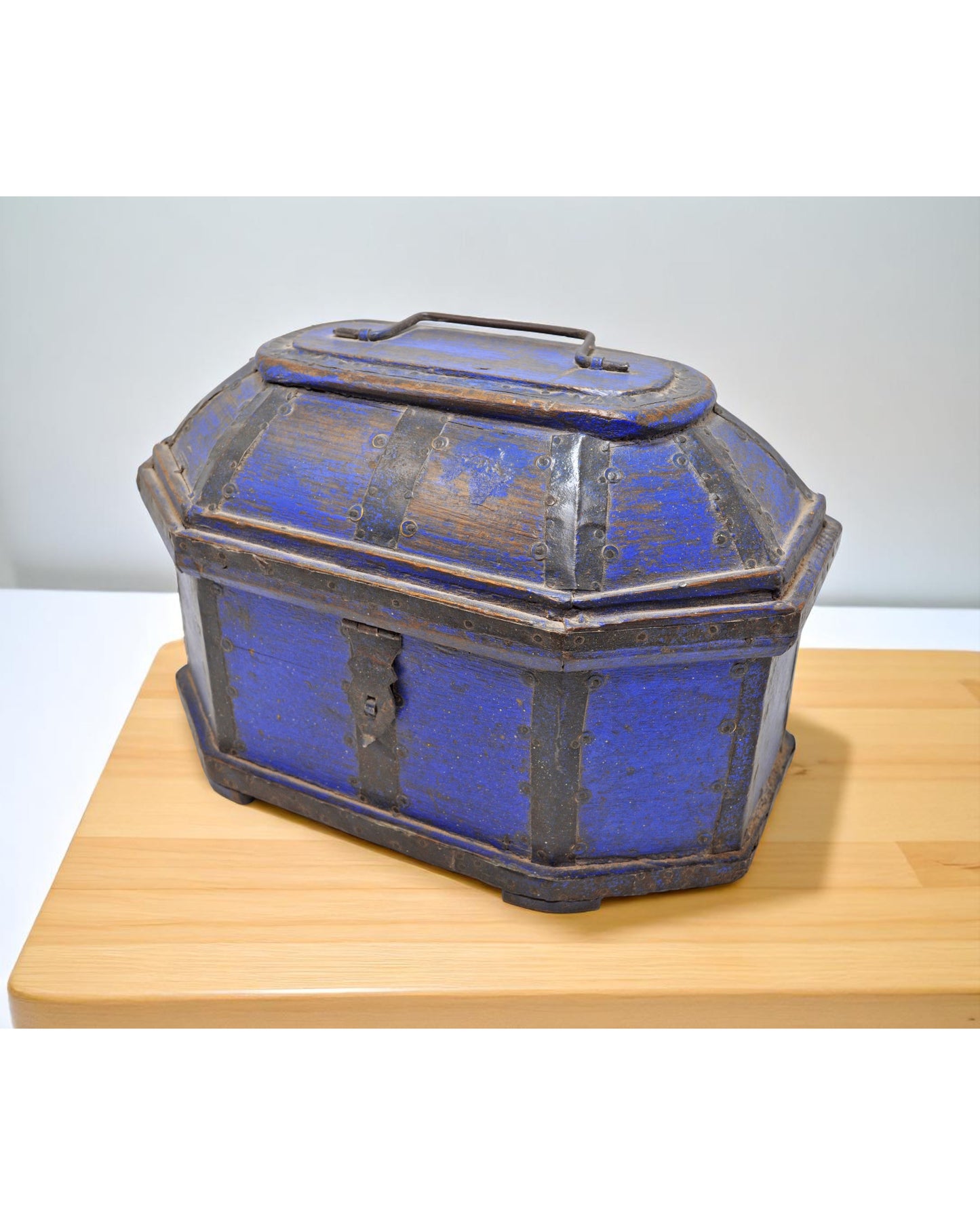 Vintage Wooden Dome Shaped Storage Chest Box Original Old Hand Crafted